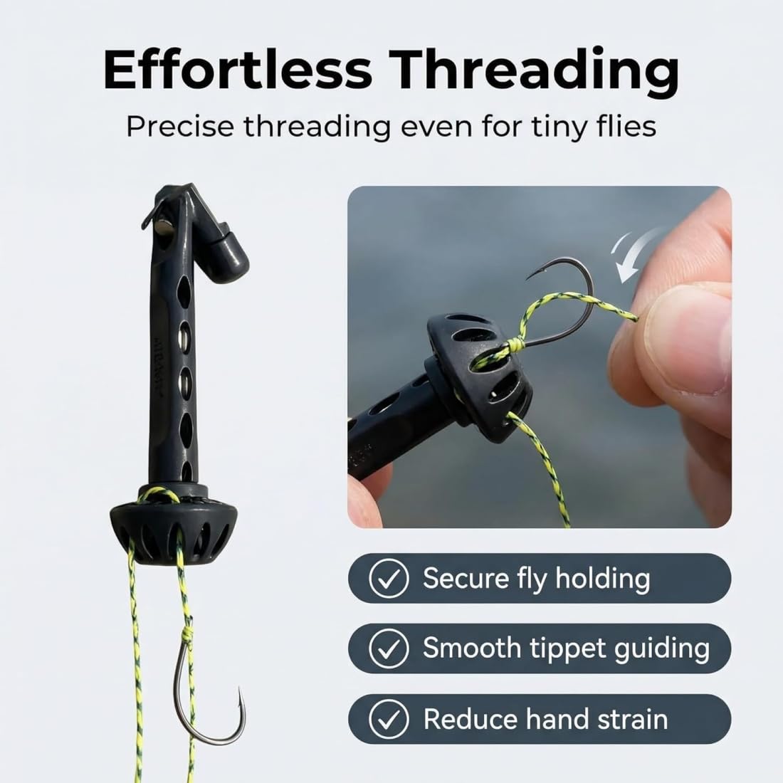 2.0 Magnetic Fly Fishing Knot Tool, Fly Threader Tool with Cone Tip for Small Hook Rigging, Quick Knot Tying Tools for Tippet Line, Compact Fly Fishing Accessories for Anglers