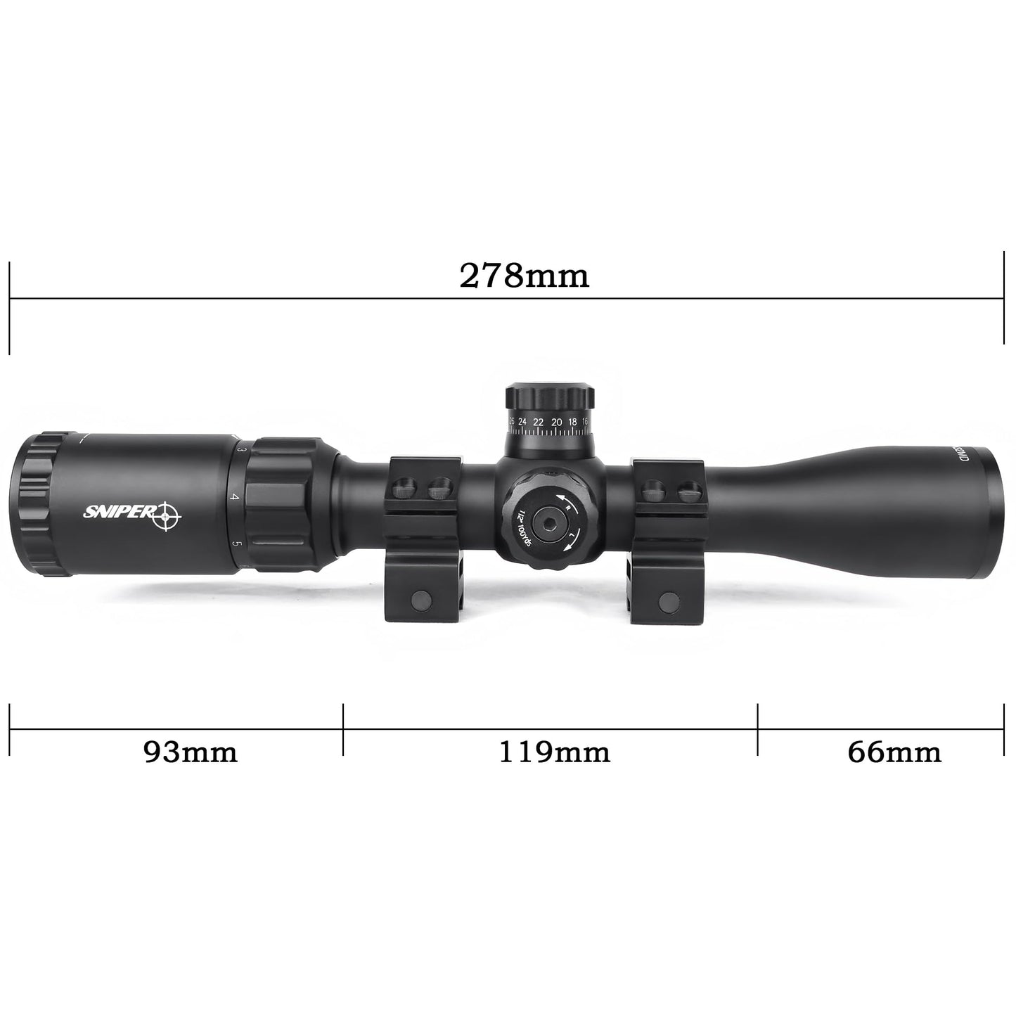 Rifle Scope 2-7X32 Rimfire Mildot 1-inch Tube Rifle scopes Illumination in Red, Green, for Hunting