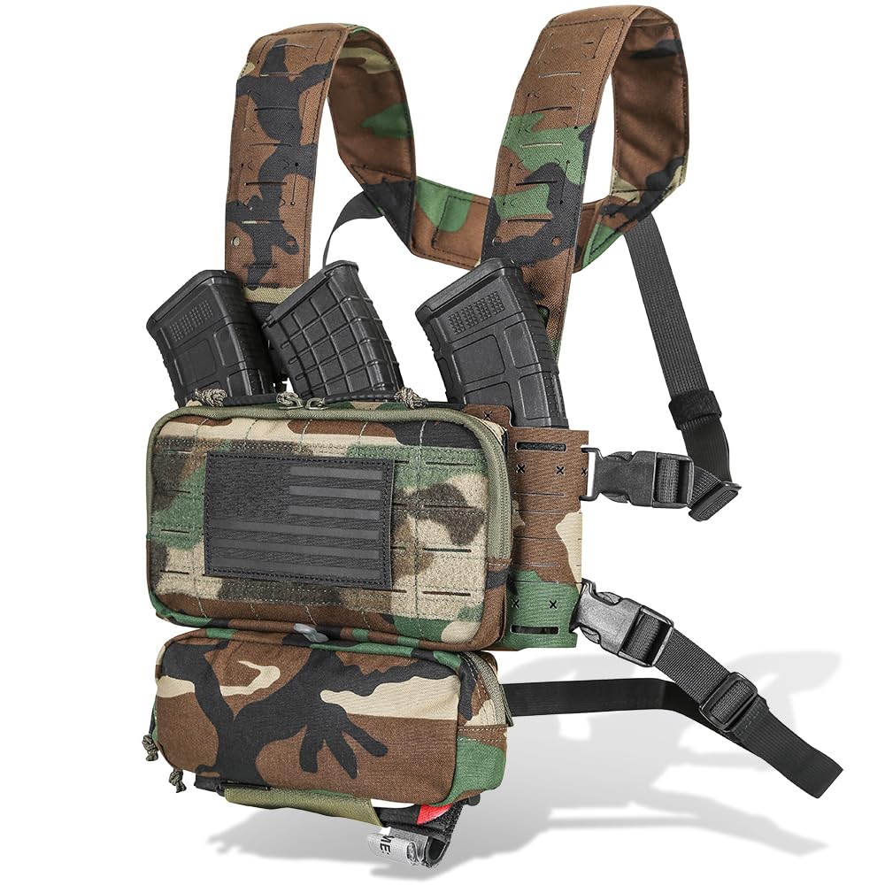 ACETAC Multi-Mission Laser-Cut Shoulder Strap Waist Strap H-Harness for Chest Rig Compatible w/Spiritus Systems Micro MK4/MK5 Haley Strategic D3CR Placard (Splatter)