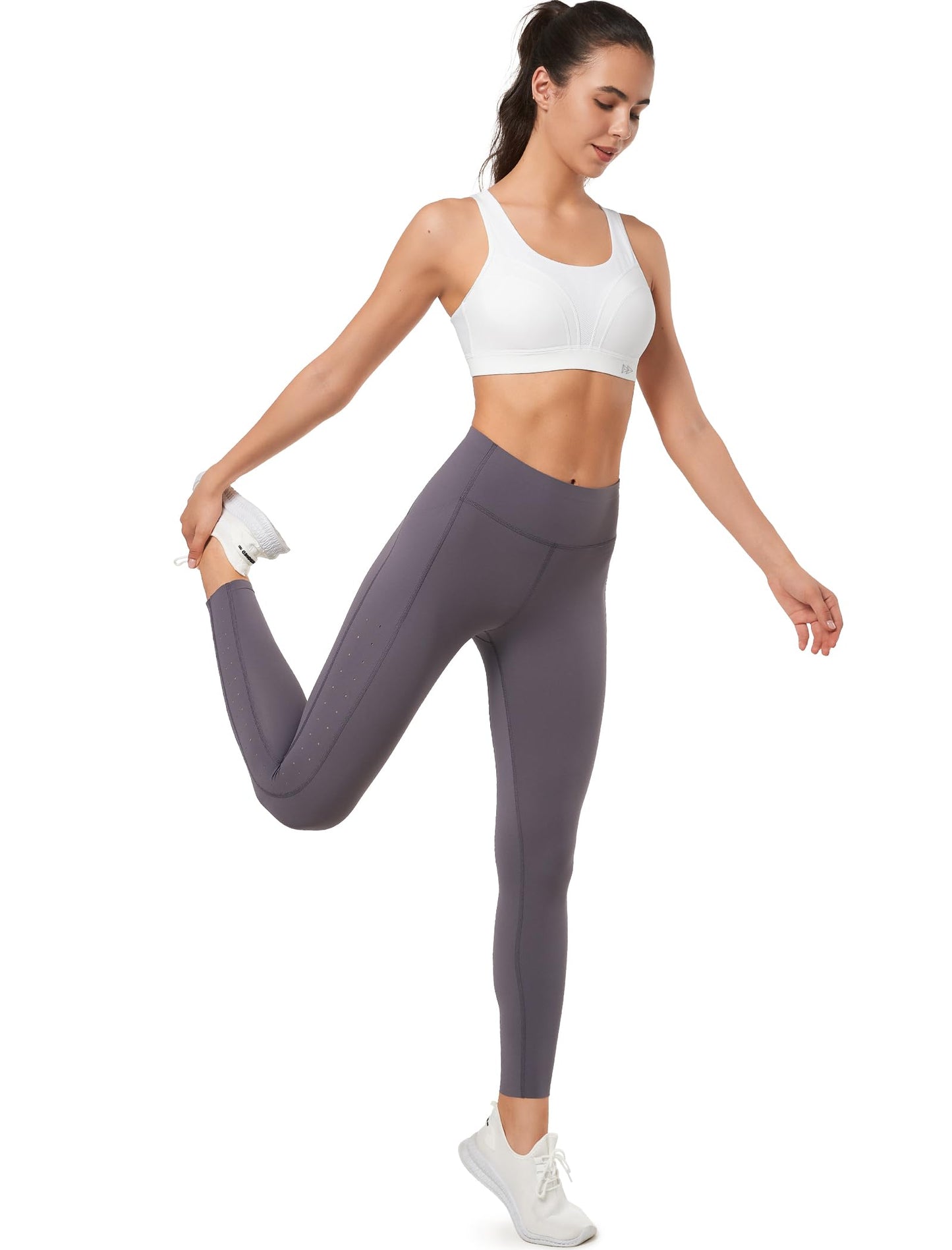 Yvette Supportive Adjustable Sports Bras for Women High Impact Support, Sewn-in Molded Cup Running Bra Large Bust No Bounce, Wireless Comfortable Workout HIIT with Hook & Eye Closure,White, M+