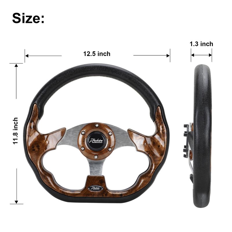 Roykaw Golf Cart Universal Steering Wheel Compatible with EZGO RXV TXT, Club Car DS Precedent Tempo, Yamaha G29 Drive Drive 2,Universal Design for Most Golf Cart