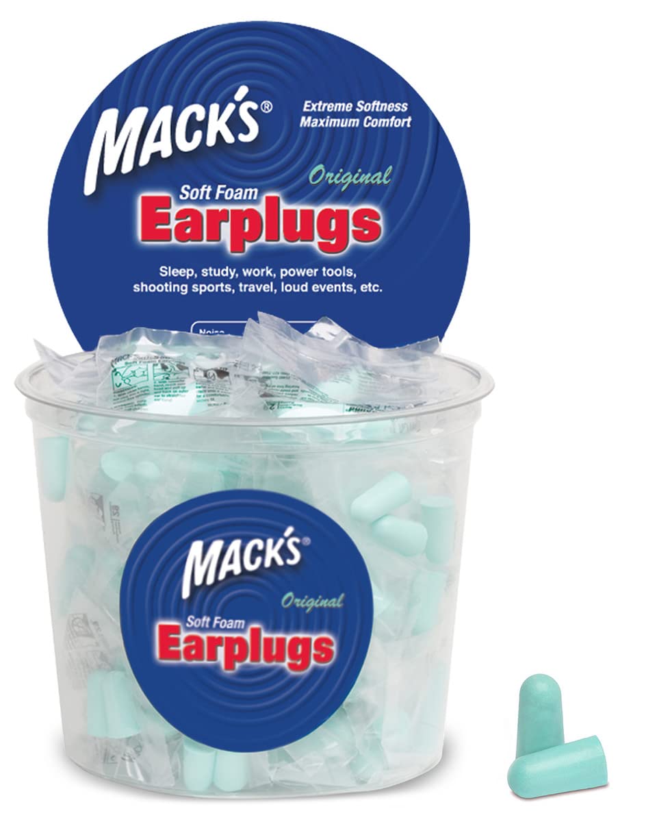 Mack's Original Soft Foam Earplugs -100 Pair - Individually Wrapped - 33dB Highest NRR, Comfortable Ear Plugs for Sleeping, Snoring, Work, Travel and Loud Events | Made in USA
