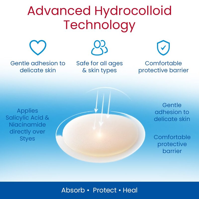 Stye-press: Adhesive Hydrocolloid Patches for Styes & Chalazia: Provide immediate Cosmetic Improvement, Help Absorb Secretions, Reduce Redness, Swelling & Prevent Scarring