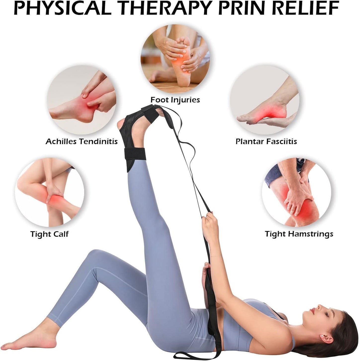 Foot & Calf Stretcher - Fascia Hamstring Device for Plantar Fasciitis & Achilles Pain Relief | Yoga Leg Stretching Strap