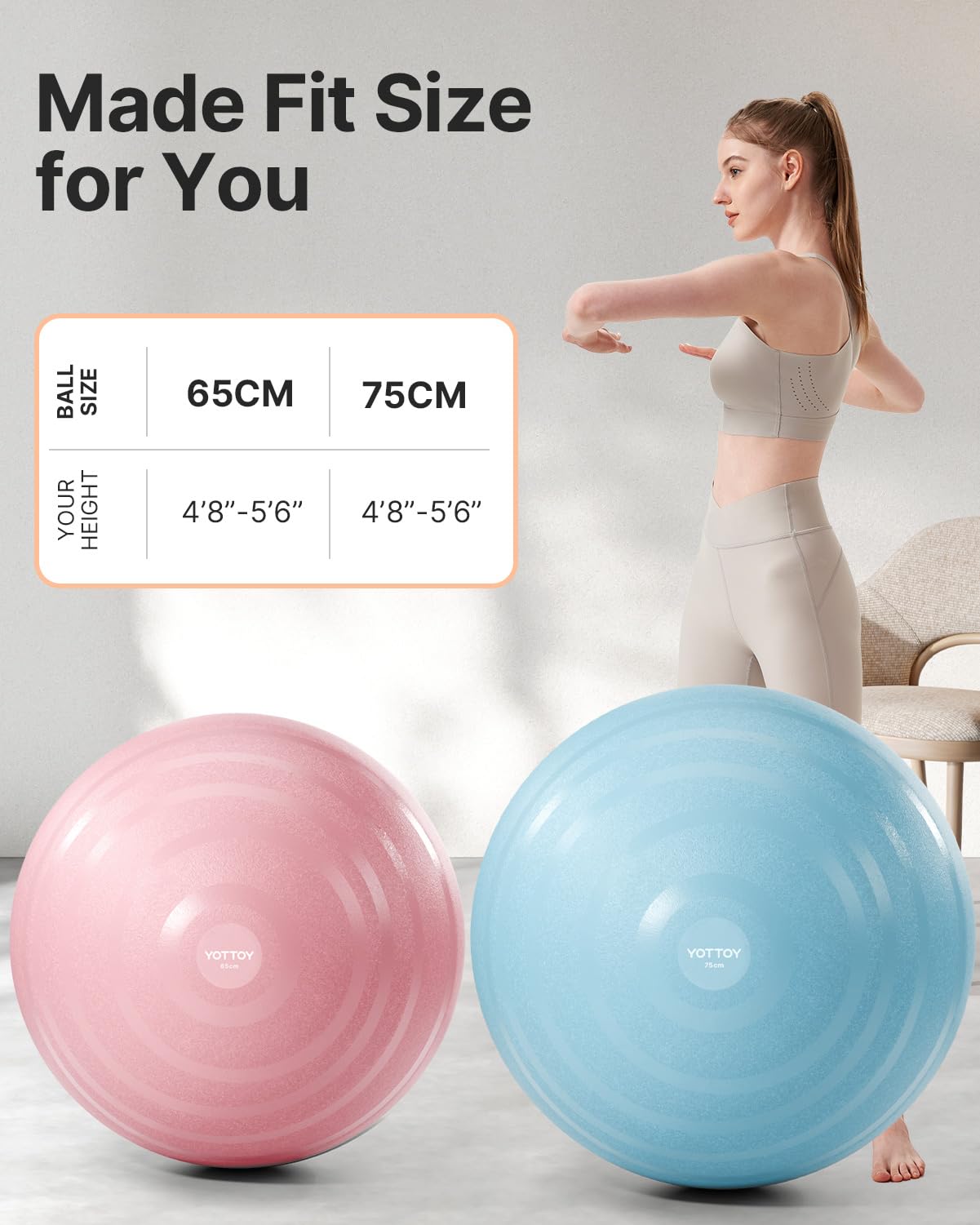 YOTTOY Pregnancy Birthing Ball, 1.8mm Thick Yoga Ball for Prenatal Exercise & Labor Preparation, Includes Pump