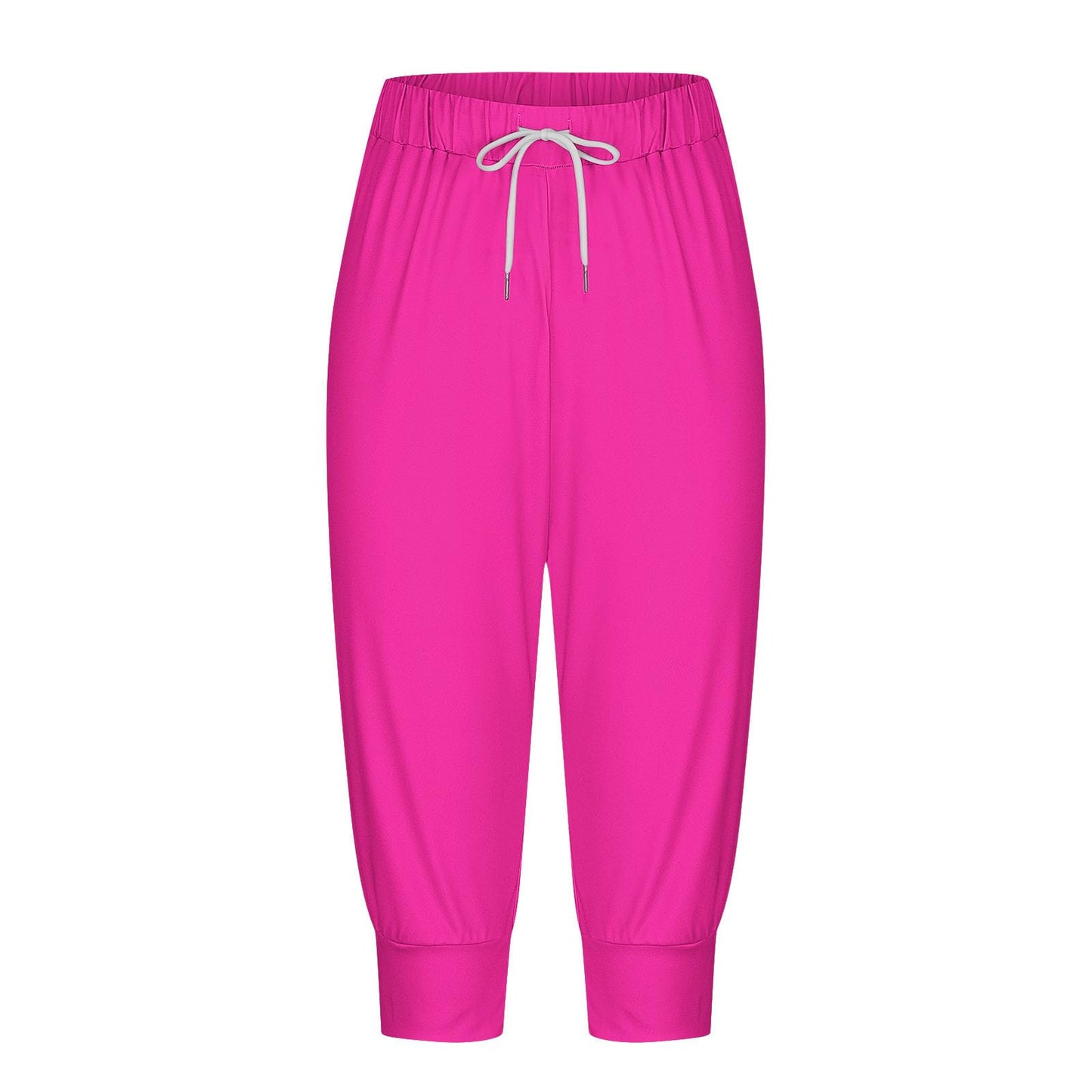 Womens Capri Sweatpants Joggers Summer Casual Cropped Jogger Pants Gym Workout Yoga Capris with Pockets Hot Pink