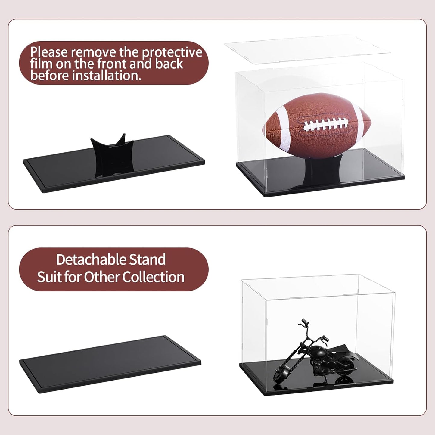 Football Display Case - Full Size Acrylic UV Protected Box for Autographed Memorabilia | Perfect for Collectors