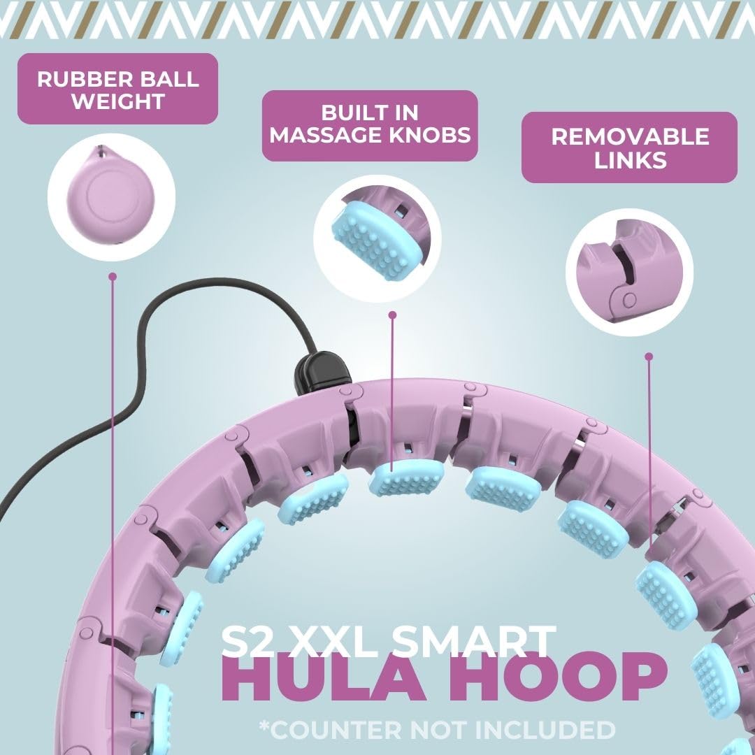 Swiss Activa+ S2 XXL Smart Hula Hoop with Waist Trimmer -Waist Size 22-50in - Weight Loss Infinity Smart Weighted Hula Hoop for Women