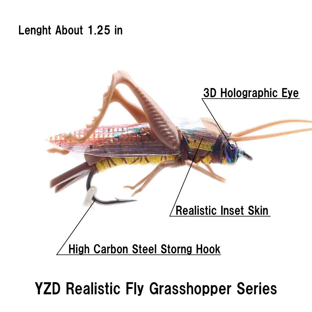 YZD Realistic Fly Grasshopper Series(Small Brown 12pcs)