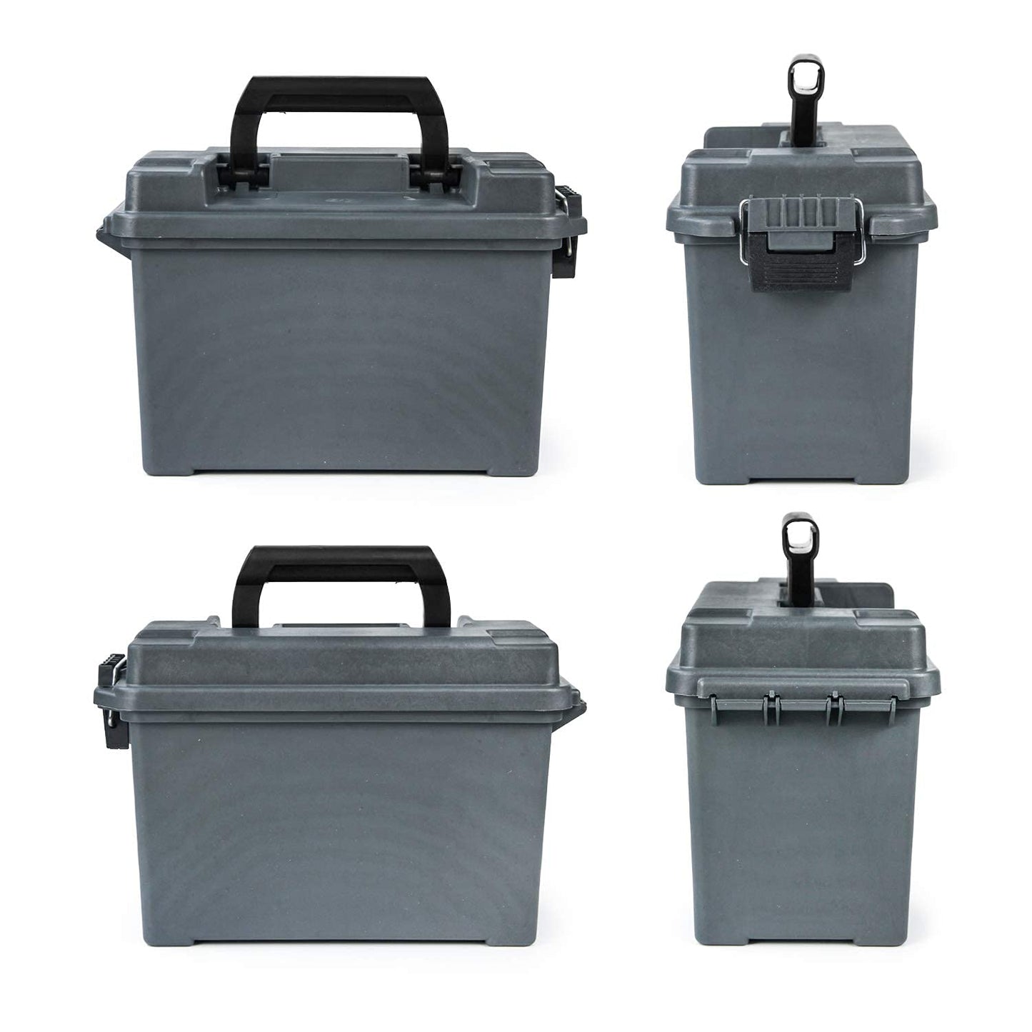 GUGULUZA Plastic Ammo Cans, 2-Pack 30 50 Cal Field Cases Storage Boxes Grey