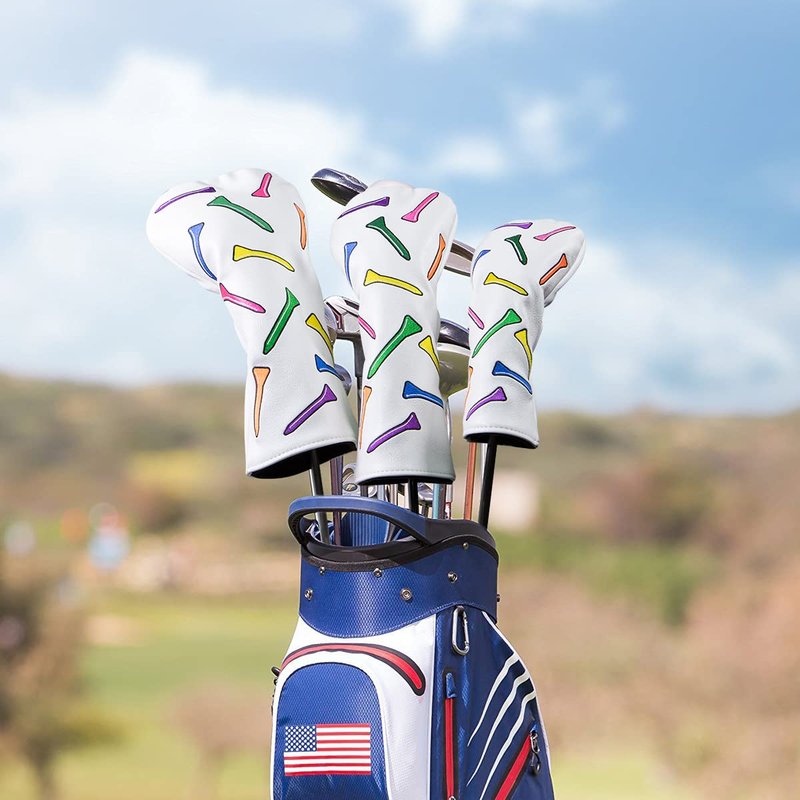 1pc or 3pcs Golf Club Covers Driver Headcover 3 Wood Cover Hybrid Rescue Headcover PU Leather Colorful Golf Headcovers Set 13 H Golf Gifts for Men Women Golfers (Hybrid Cover 1pc)