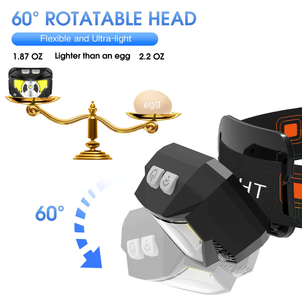 LHKNL Headlamp Flashlight,6-Pack Lumen Ultra Bright LED Rechargeable Headlight with White Red Light,Waterproof Motion Sensor Head Lamp,8 Mode for Outdoor Camping Running Cycling Fishing