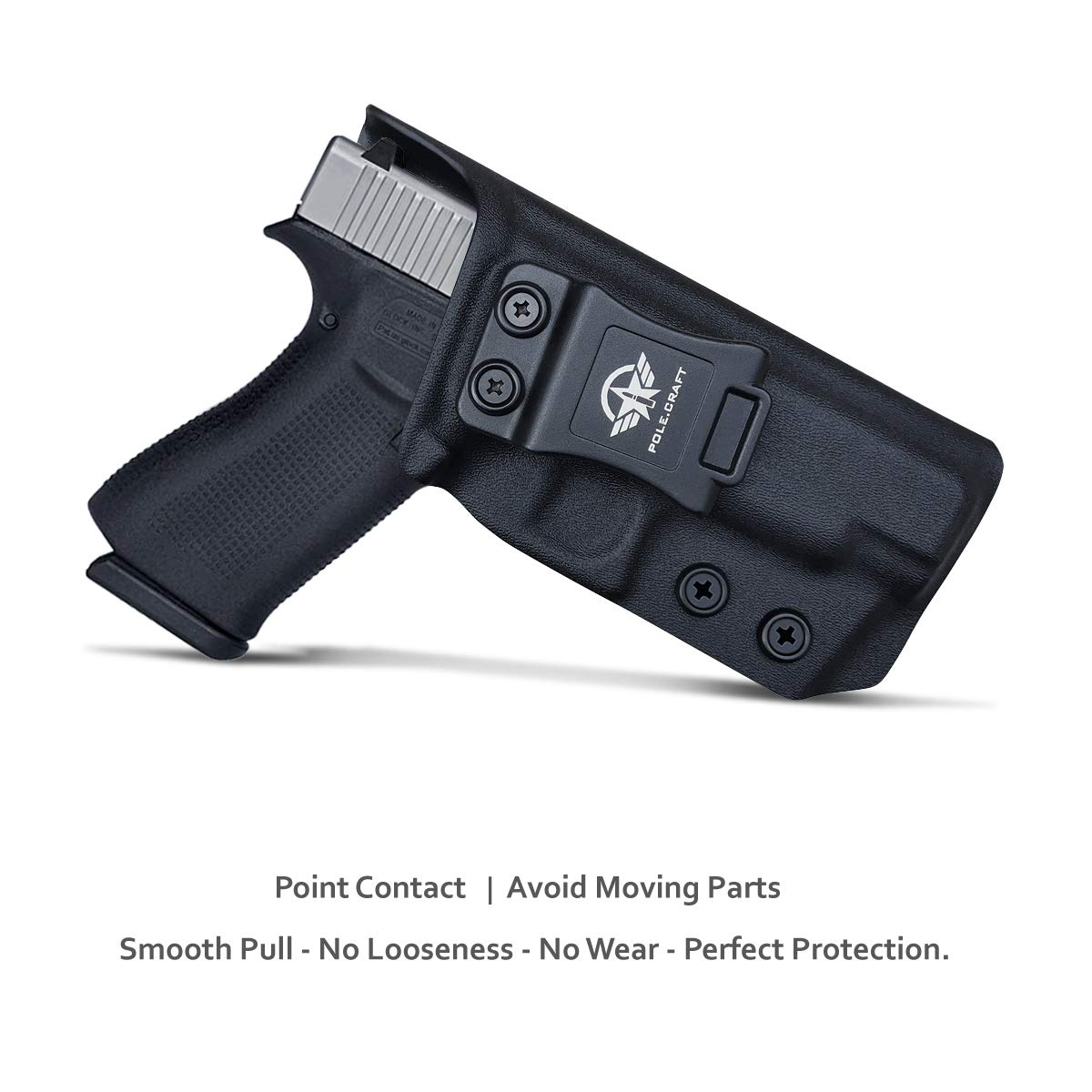 POLE.CRAFT IWB Kydex Holster Fits: Glock 48 Pistol Case Pocket - Inside Waistband Carry Concealed Holster for Glock 48 Accessories Guns Pouch (Black, Right Hand Draw)