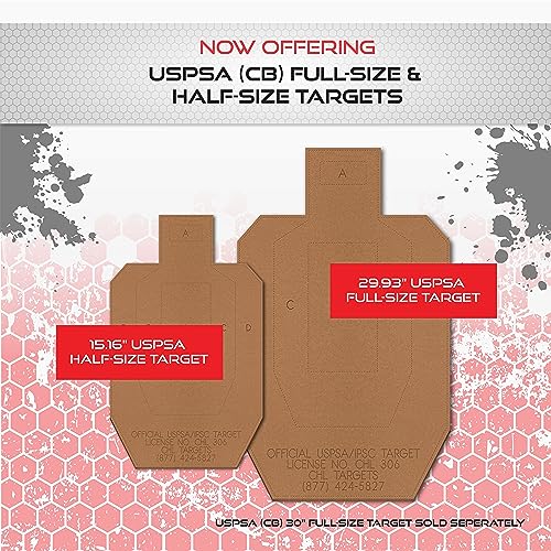 20 Official USPSA Cardboard Shooting Targets, Full Size Cardboard USPSA Targets, Competition Torso Targe, Shooting Range, Rifles, Handguns, & Shotguns (Cardboard, 20)