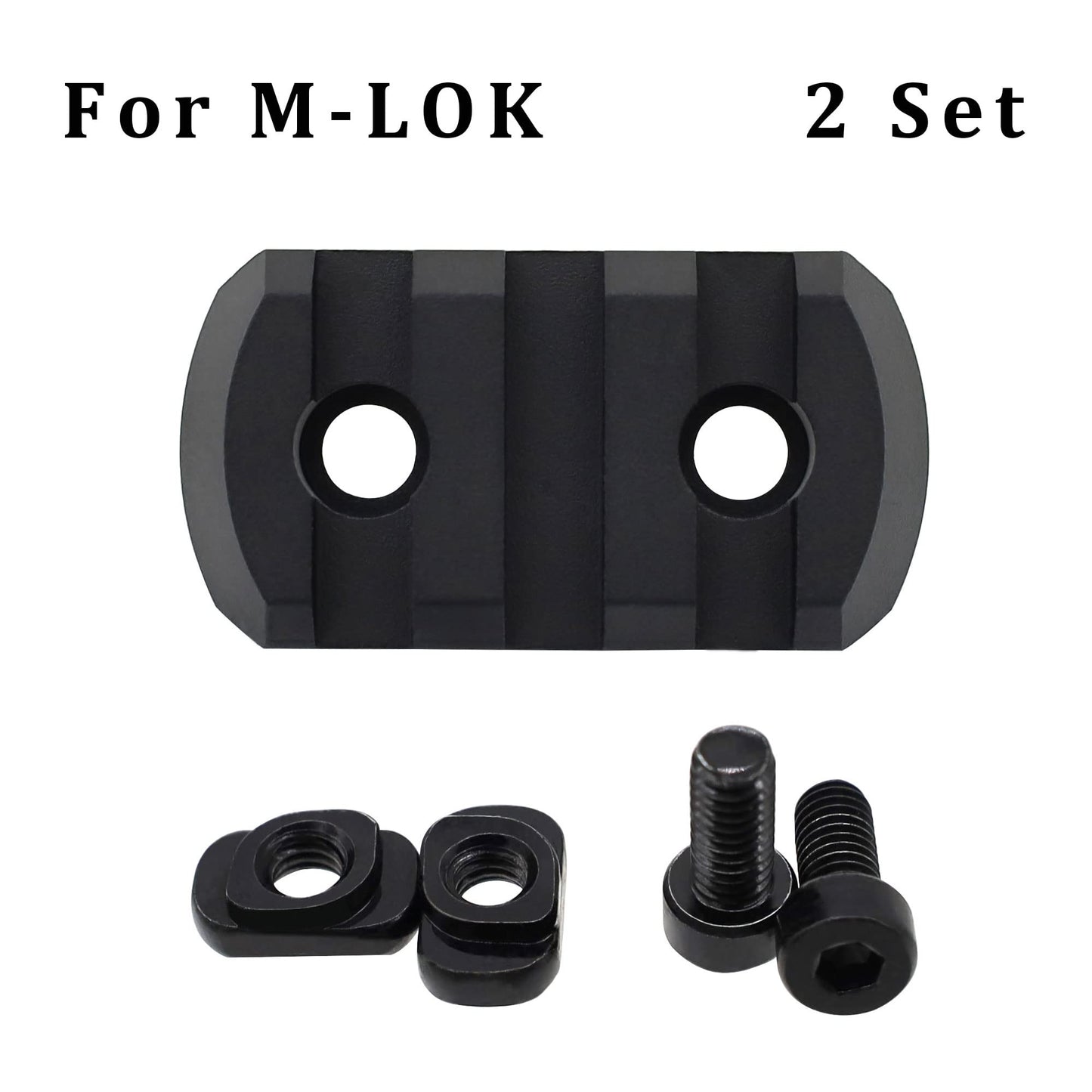 Ficero Mlok Picatinny Rail Aluminum Section Accessory, 3 Slots (2 Pack)