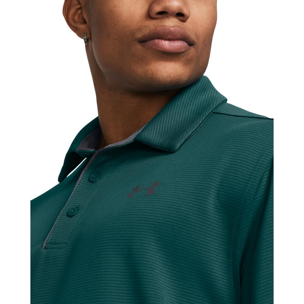 Under Armour Men's Tech Golf Polo, (449) Hydro Teal / / Pitch Gray, Large