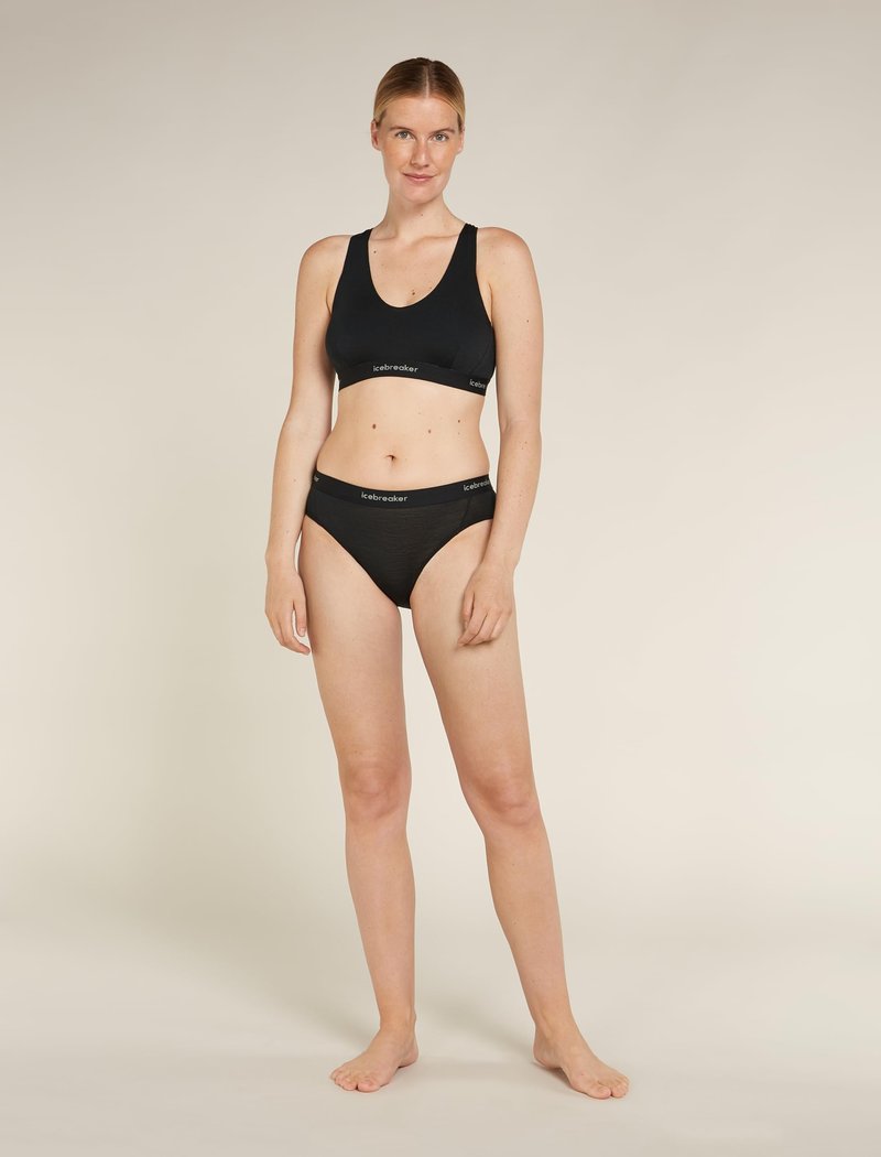 icebreaker Women’s Merino Blend 125 Cool-Lite Sprite Racerback Bra - Black - Medium