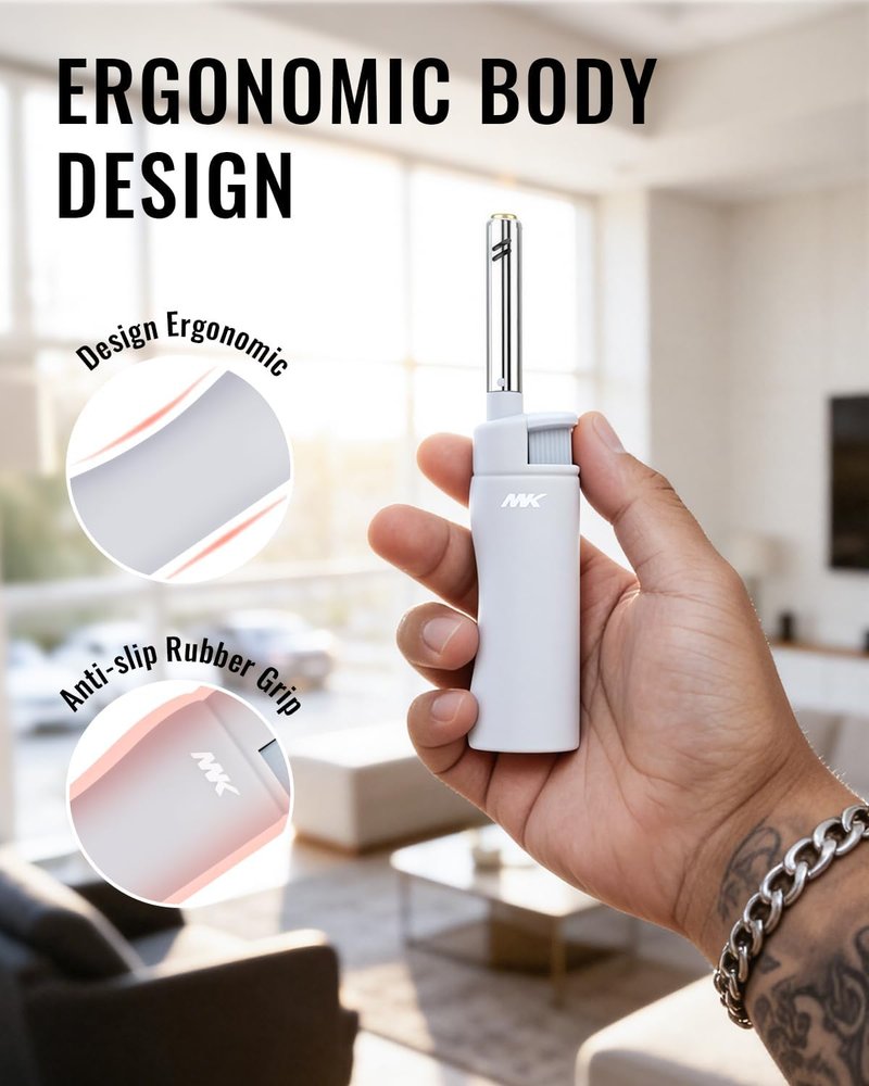 MK Candle Lighter - Butane Refillable Wind-Resistant Flame | 4-Pack for BBQ & Camping Use