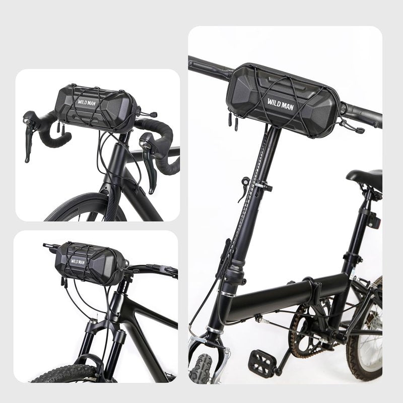 WILD MAN Quick Release 2L Hard Shell Waterproof Scooter Storage Bag for Kick Scooters Folding Bike Self Balancing Scooters Bike Kick Board Handlebar Bag MTB(XT17,Black)
