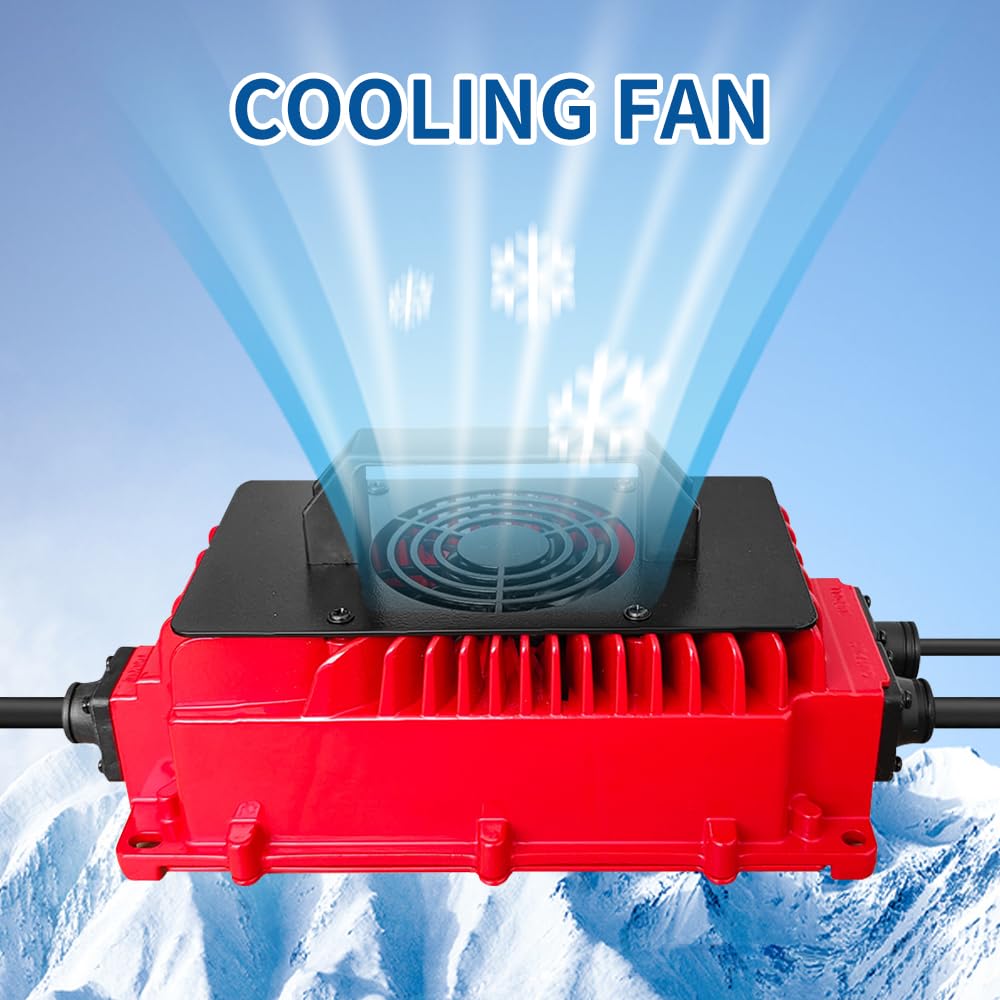 aunstarwei 36V 20A Golf Cart Battery Charger with Crowsfoot Style Connector Crowfoot Plug, IP67 Waterproof
