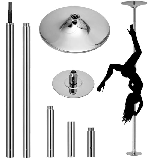 OFCOSO Professional Dancing Pole 45mm Spinning Pole Portable Removable Spinning Dancing Pole Dance Kit Adjustable Height Spinning Pole for Exercise Club Party Pub Home, Silver