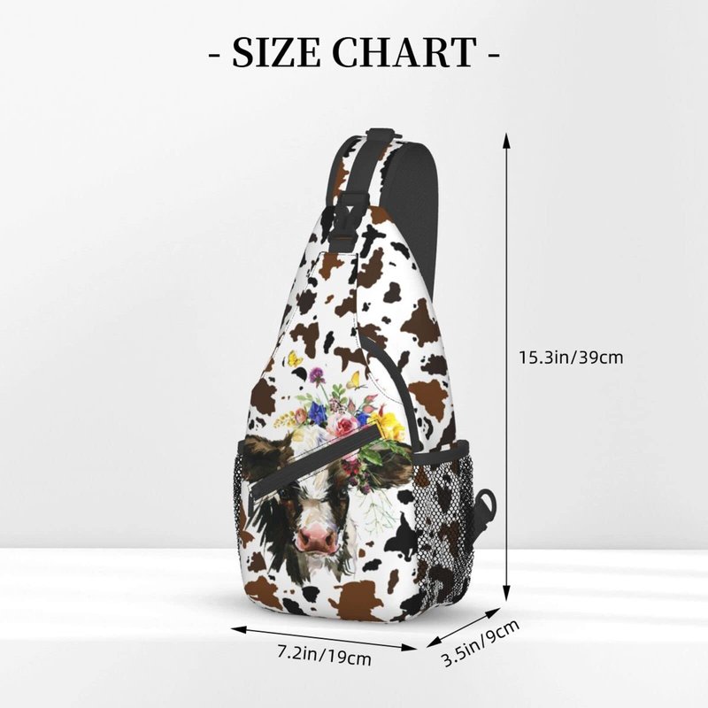 Luirioe Cow Print Sling Bag Crossbody Backpack Hiking Travel Daypack Chest Bag Lightweight Shoulder Bag For Women Men