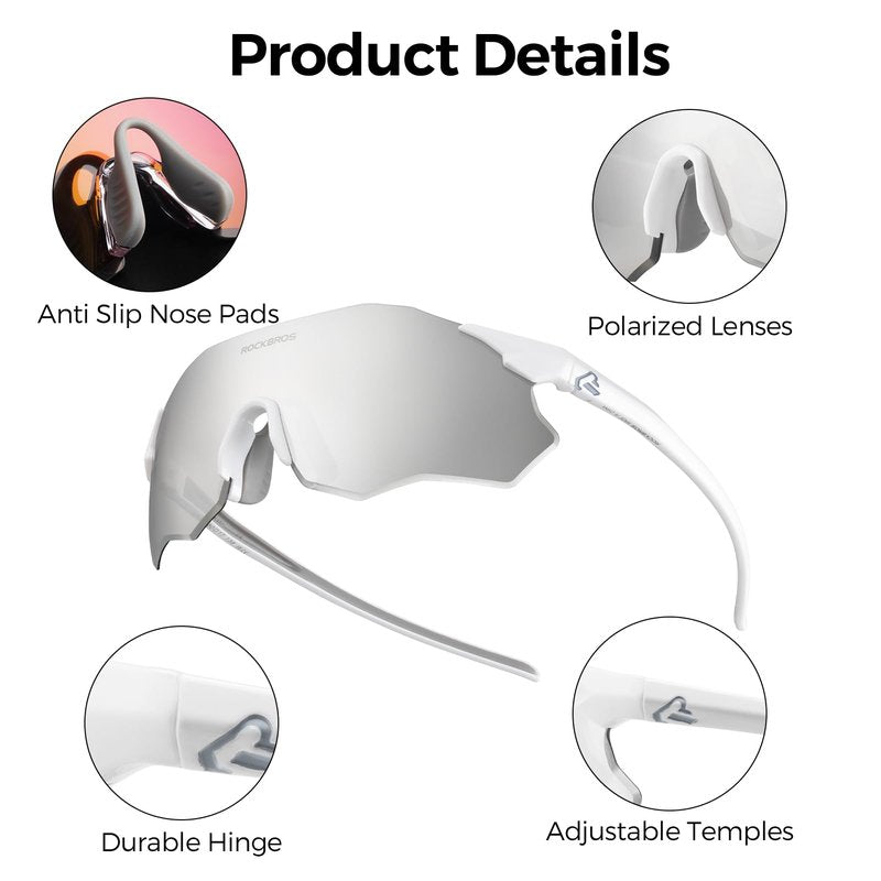 ROCKBROS Photochromic Sports Glasses for Women Men Wrap Around UV400 Protection for Cycling Fishing Driving