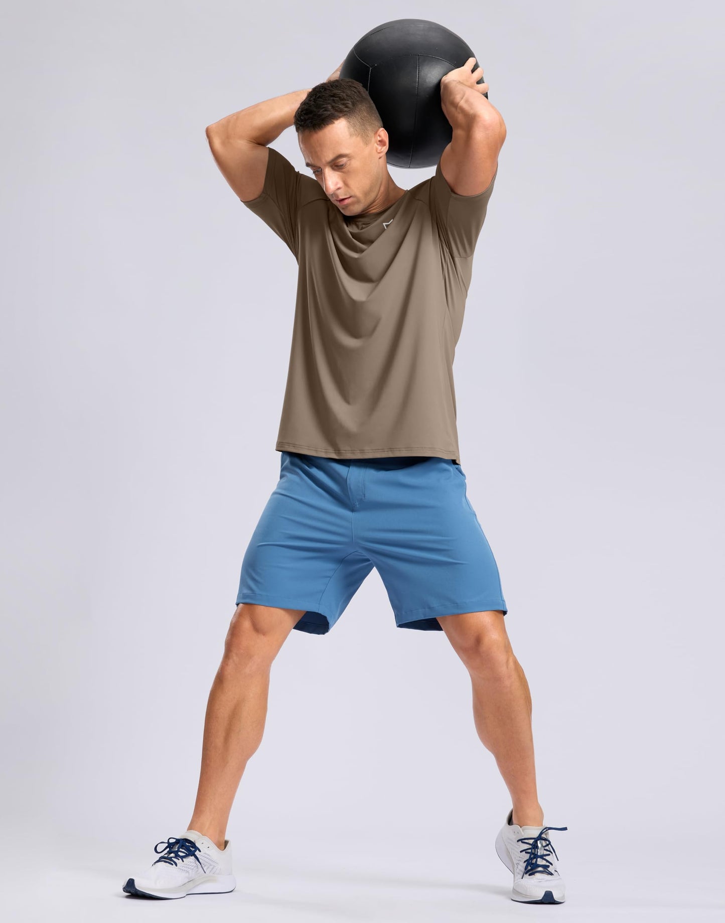 G Gradual Men's Athletic Workout T-Shirts Moisture Wicking Cooling Running Shirts Short Sleeve Performance Tee for Gym Tennis(Taupe,S)