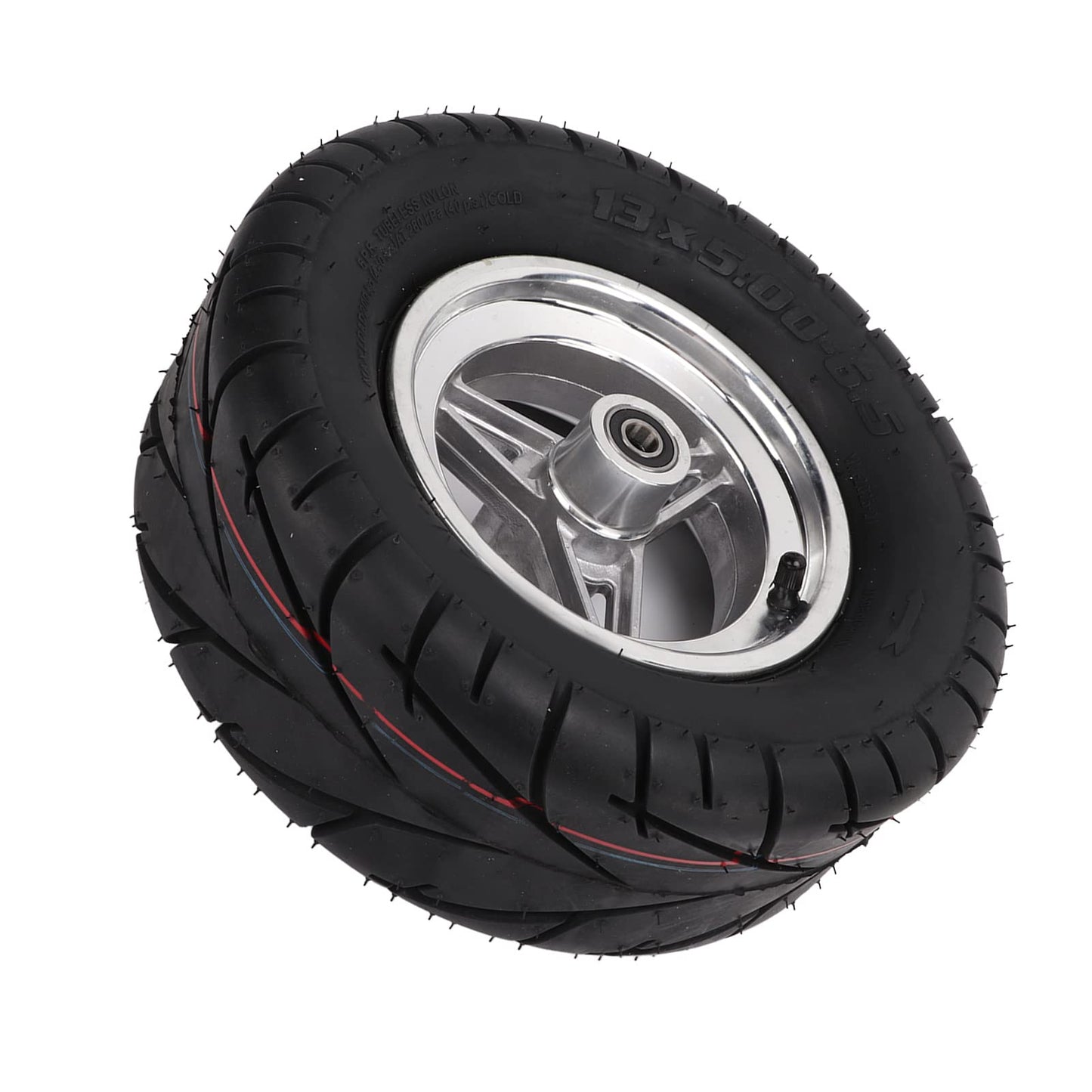 13X5.00‑6.5 Rubber Tubeless Tire with Stainless Steel Hub, Thicken Electric Scooter Vacuum Tyre Accessory