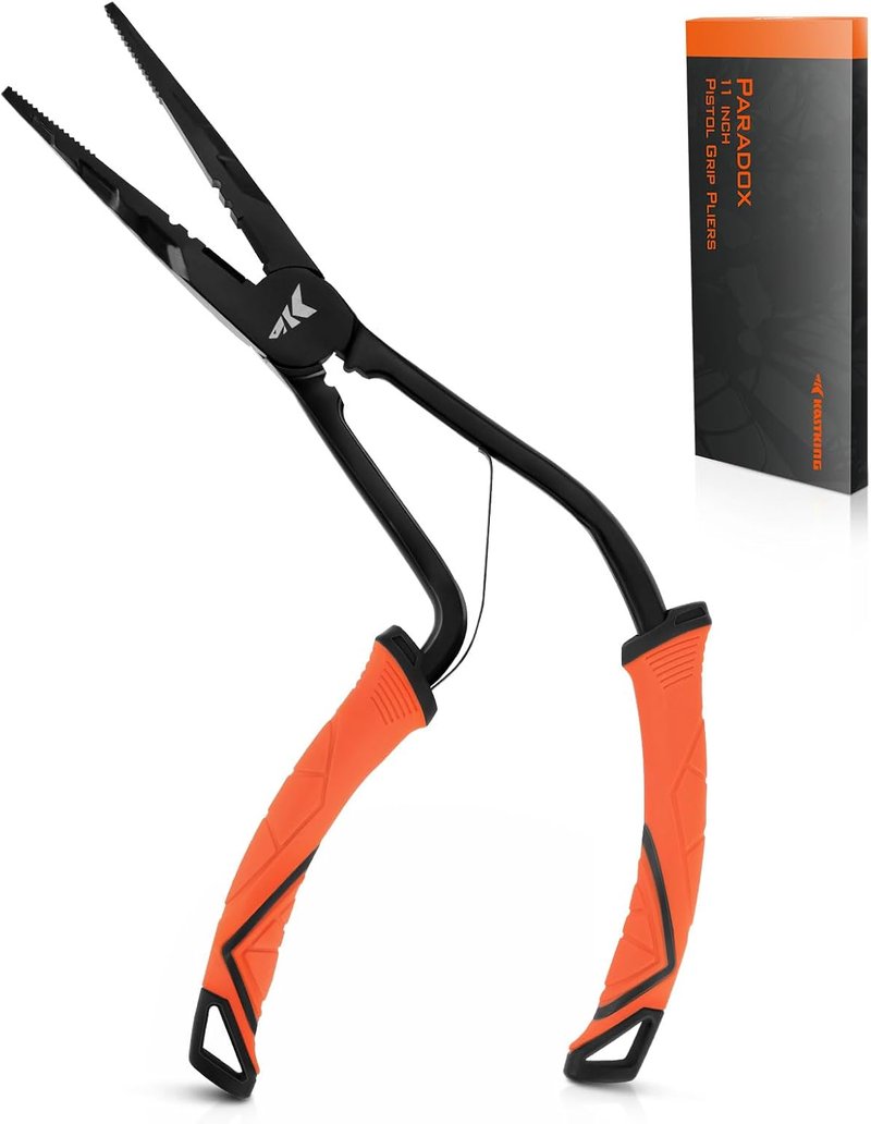 KastKing Fishing Pliers - Angled Fish Lip Gripper | Saltwater Resistant 420 Stainless Steel, Ergonomic Handle