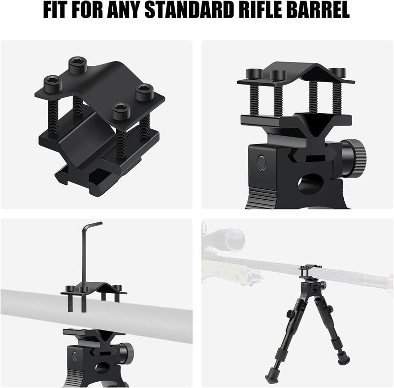 Feyachi 3 in 1 Tactical Riflebipod + Rail Mount Adapter + Barrel Clamp Adjustable Height from 6.5" to 7.0" for Hunting