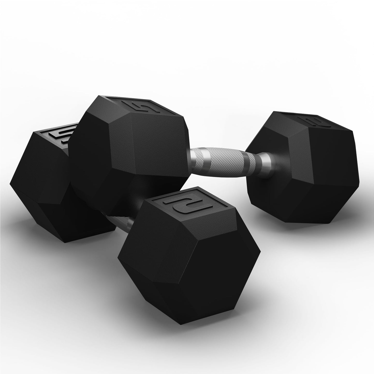 GRETERST Hex Dumbbells Set Rubber Coated Hand Weights Exercise & Fitness for Home Gym Workouts Weight Strength Training, Set of 2, Black, 5LB