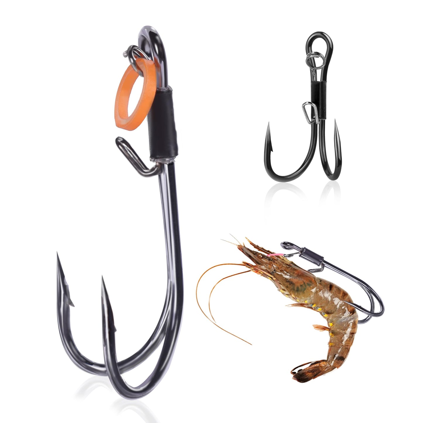 9KM DWLIFE Live Shrimp Fishing Hooks10Pcs Double Fishing Hooks Lure Magnetic Hooker Catfish Bass Hooks Fishing Lures Saltwater
