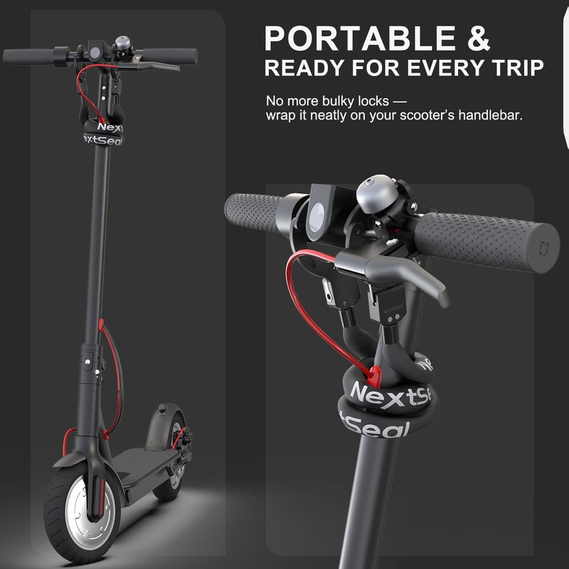 NextSeal Electric Scooter Lock, High Security Scooter Lock, Keyless Locking, 35.5inch Anti Theft Bike Chain Locks with Key, Bicycle Accessories for Scooters, Bike, Fence
