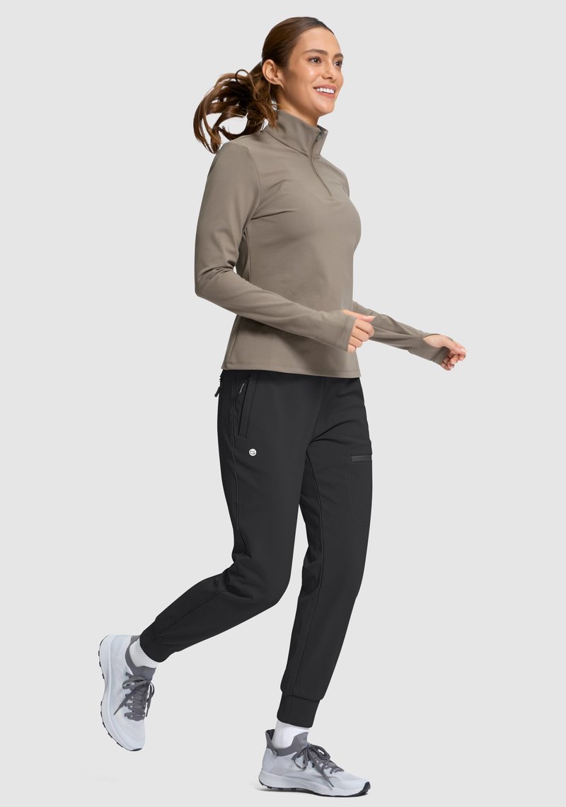 G Gradual Women's Fleece Lined Joggers Hiking Pants 4 Zipper Pockets High Waisted Water Resistant Winter Running Sweatpants, Black, Medium