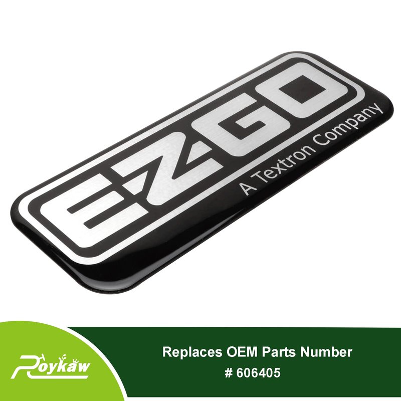 Roykaw EZGO RXV Golf Cart Front Name Plate/Emblem for 2008-up Gas & Electric Models, Replaces OEM # 606405 - Black/Silver