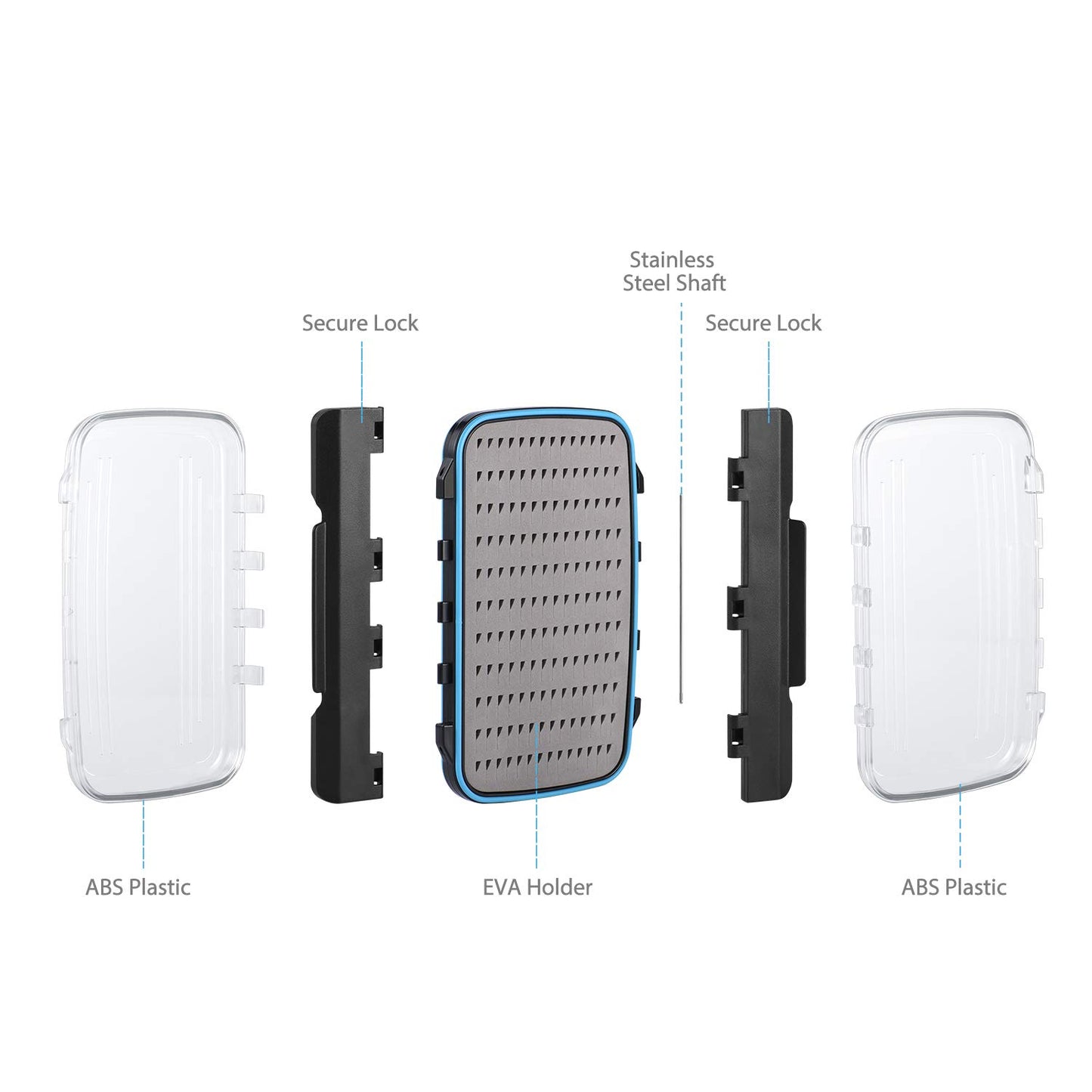 Gonex Fly Boxes for Fly Fishing Jig Boxes Two-Sided Waterproof Lightweight Fly Fishing Box Easy Grip Transparent Lid Fly Fishing Lures Box, 7.3"x 4.6"x 1.5", Grey