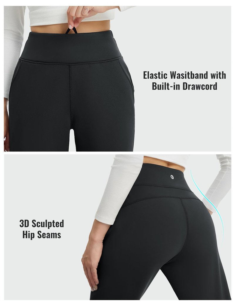 baleaf Fleece Lined Pants Women Winter Thermal Warm Water Resistant High Waisted Travel Pants Thick Pants Work Golf Casual Black M