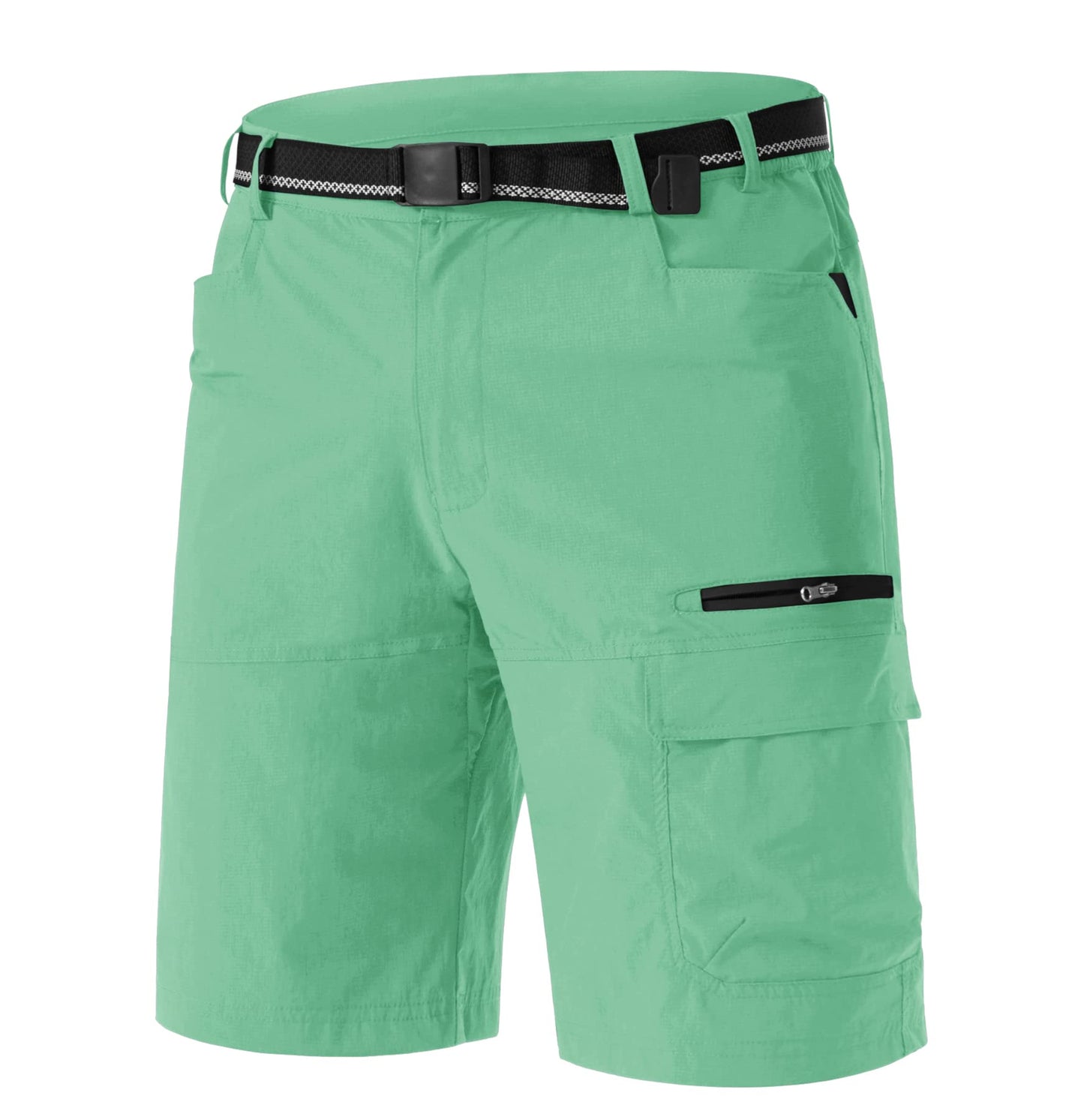TACVASEN Mens Dress Shorts Golf Outdoor Lightweight Quick Dry Summer Casual Hiking Cargo Shorts with Zipper Pockets Mint Green 38