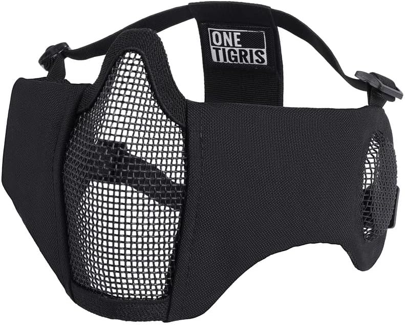 OneTigris Tactical Half Face Airsoft Mesh Mask - Foldable Design with Ear Protection | Military-Grade Comfort