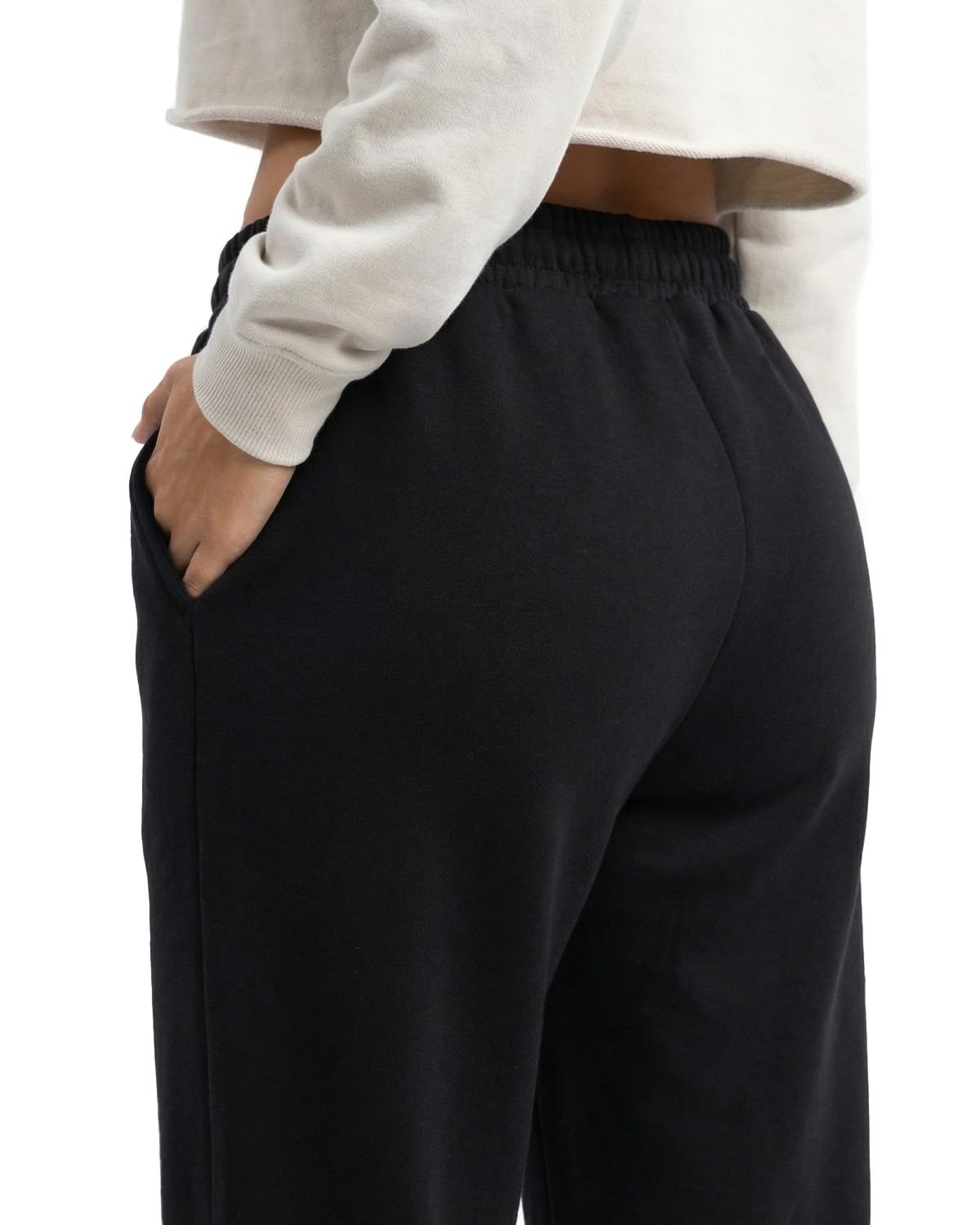 Zylioo Tall Women’s Wide Leg Lounge Pants 32"/34" Inseam, Elastic Waist Soft Sweatpants with Pockets Long Length Fit Black