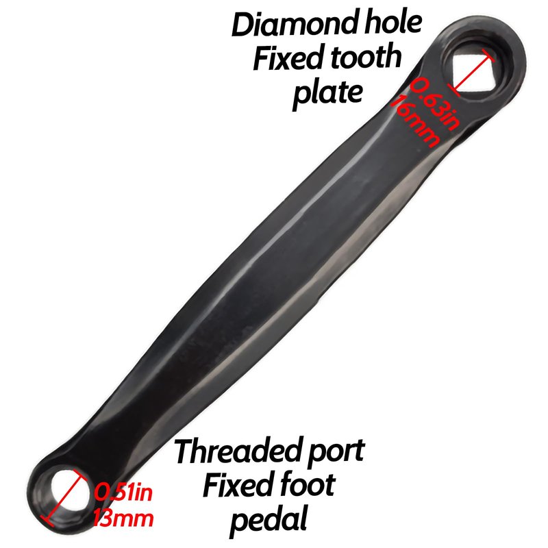 Rhinenet Left 170mm Bicycle Crank Arm Set Replacement for Electric, Folding, Hybrid, Mountain, Road Bike - Aluminium Alloy - Horizontal (Black, Diamond Hole)