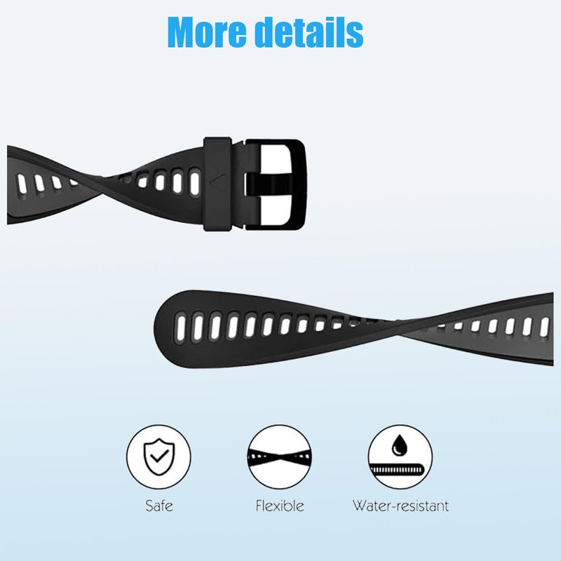 Waterproof Bands Compatible with Garmin Forerunner 735XT / Garmin Forerunner 235 / Garmin Approach S20, Classic Soft Sports Replacement Wristbands (Black Withe)