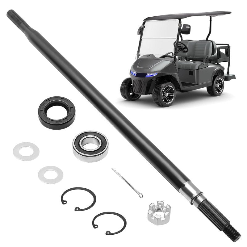 keriolee Golf Cart RXV Driver Side Rear Spline Axle Shaft with Bearing Seal Kit, Fits for EZGO RXV Electric 2008 UP, Replace OEM #620337, 614208