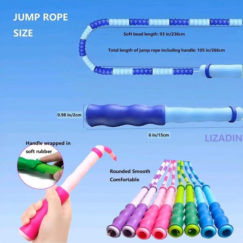 Jump Rope for Kids - Adjustable Tangle-Free Beaded Design | Perfect Christmas Gift for Ages 4-12 (Blue, Green, Purple, Red)