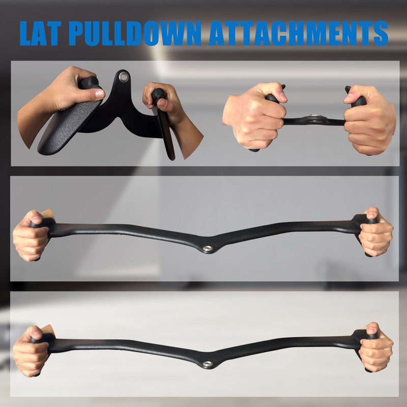 BLUSLM LAT Pulldown Attachments, LAT Bar Cable Machine Attachment,T-bar V-bar, LAT Pull Down Bars, Back Tricep Bar Strength Training Handle for Home Gym Fitness (Style 03)