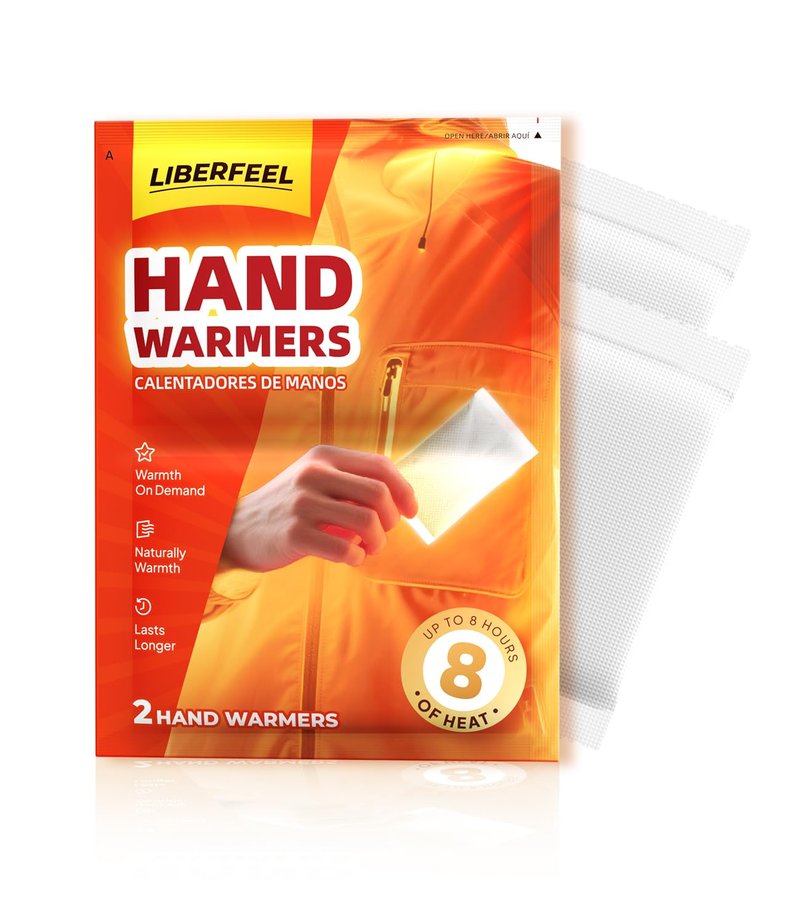 LIBERFEEL Hand Warmers Disposable 80/120 Warmers -Long-Lasting Up to 10 Hours for Warm Hand, Safe Natural Odorless Air Activated Warmers for Camping, Fishing, Winter for Men Women Kids (80)