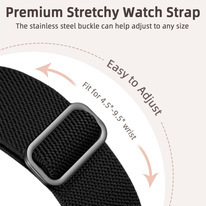 Maledan Elastic Band Compatible for Fitbit Versa 4/ Sense 2/ Versa 3/ Fitbit Sense Bands Men and Women, Adjustable Stretchy Wristband for Fitbit Versa 3 Watch and Fitbit Sense Smartwatch Accesories