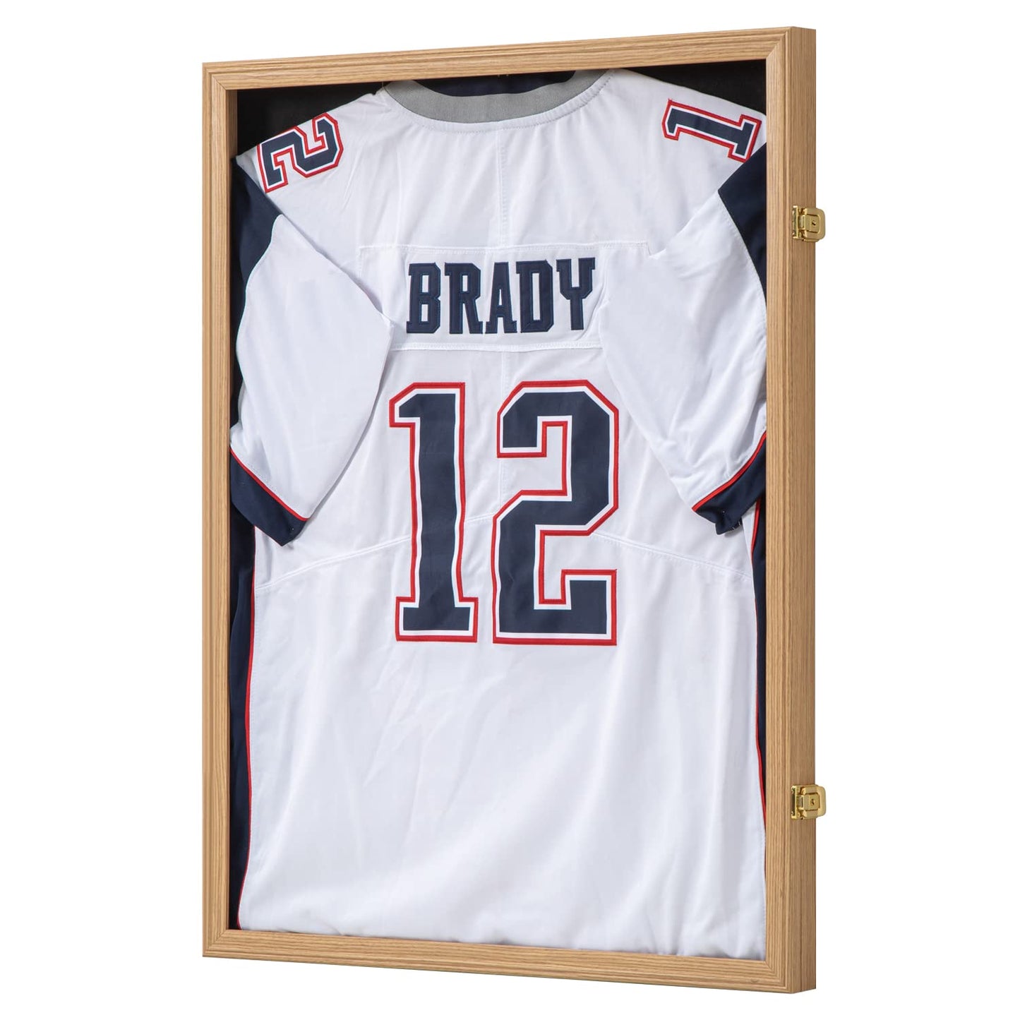 KCRasan Jersey Frame Display Case - Jersey Display Case - Large Lockable Frames Shadow Box with UV Protection for Baseball Basketball Football Soccer Hockey Sport Shirt Military Uniform Oak Finish