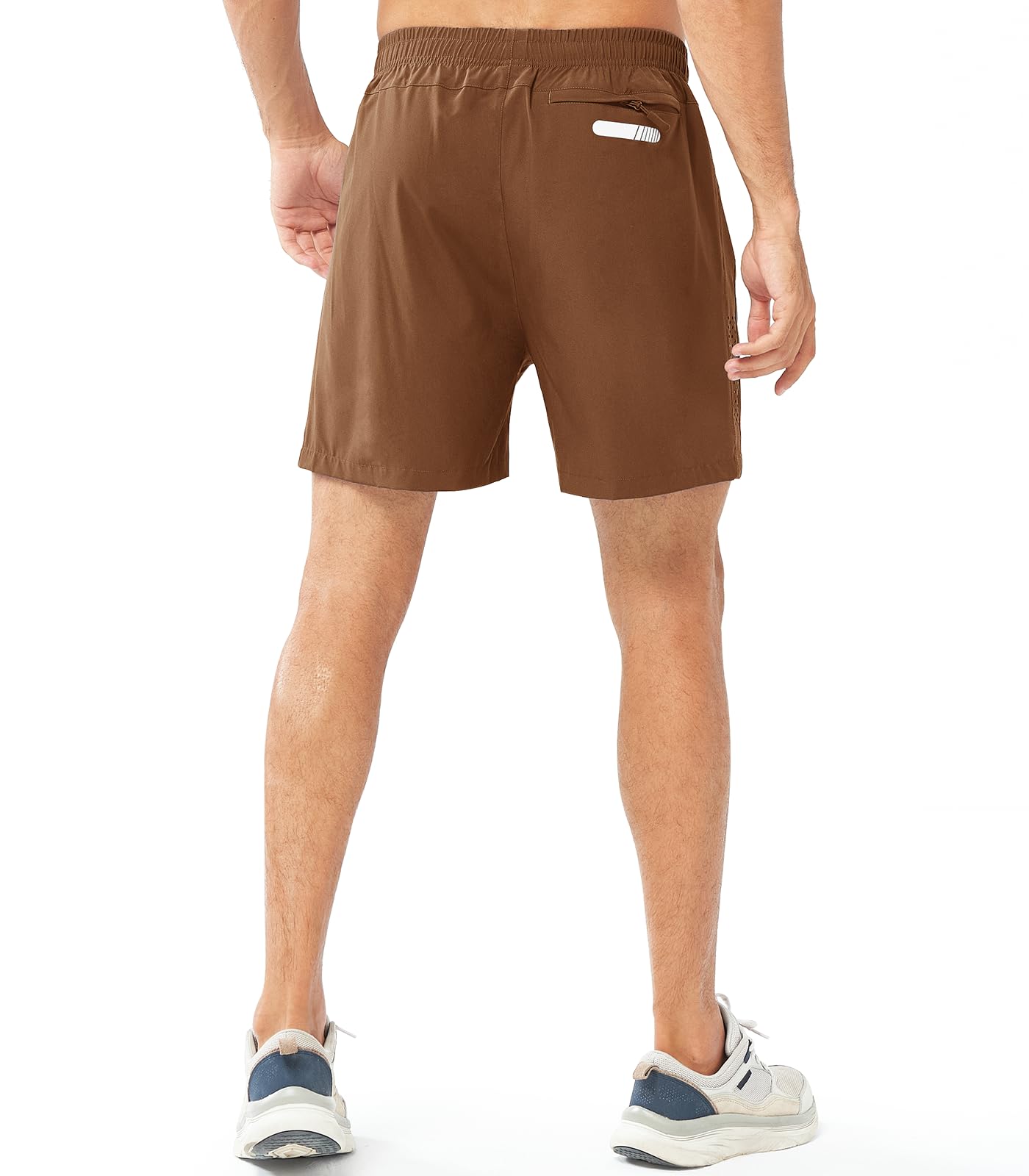 NORTHYARD Men's Athletic Running Shorts Gym Workout 7"/9"/5" Quick Dry Lightweight Sports Basketball Tennis 3 Zipper Pockets BROWN-5inch 2XL